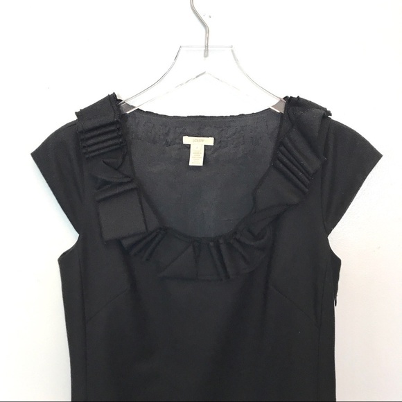 J Crew Black Ribbon Ravine Cap Sleeve Wool Dress S - Picture 8 of 12